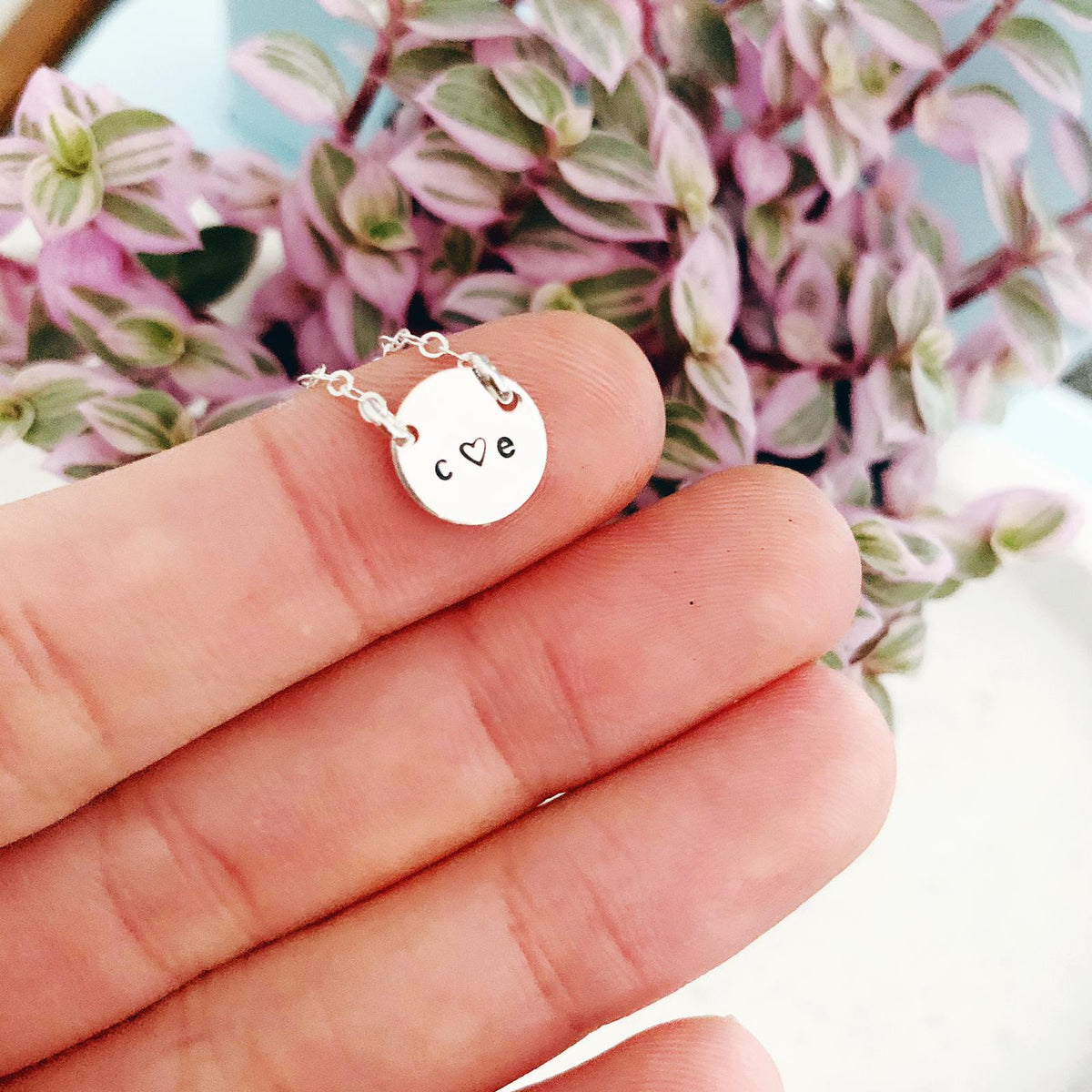 Double Initials Necklace - Mini Disc - 2 Holes - Ekalake Handmade Jewellery