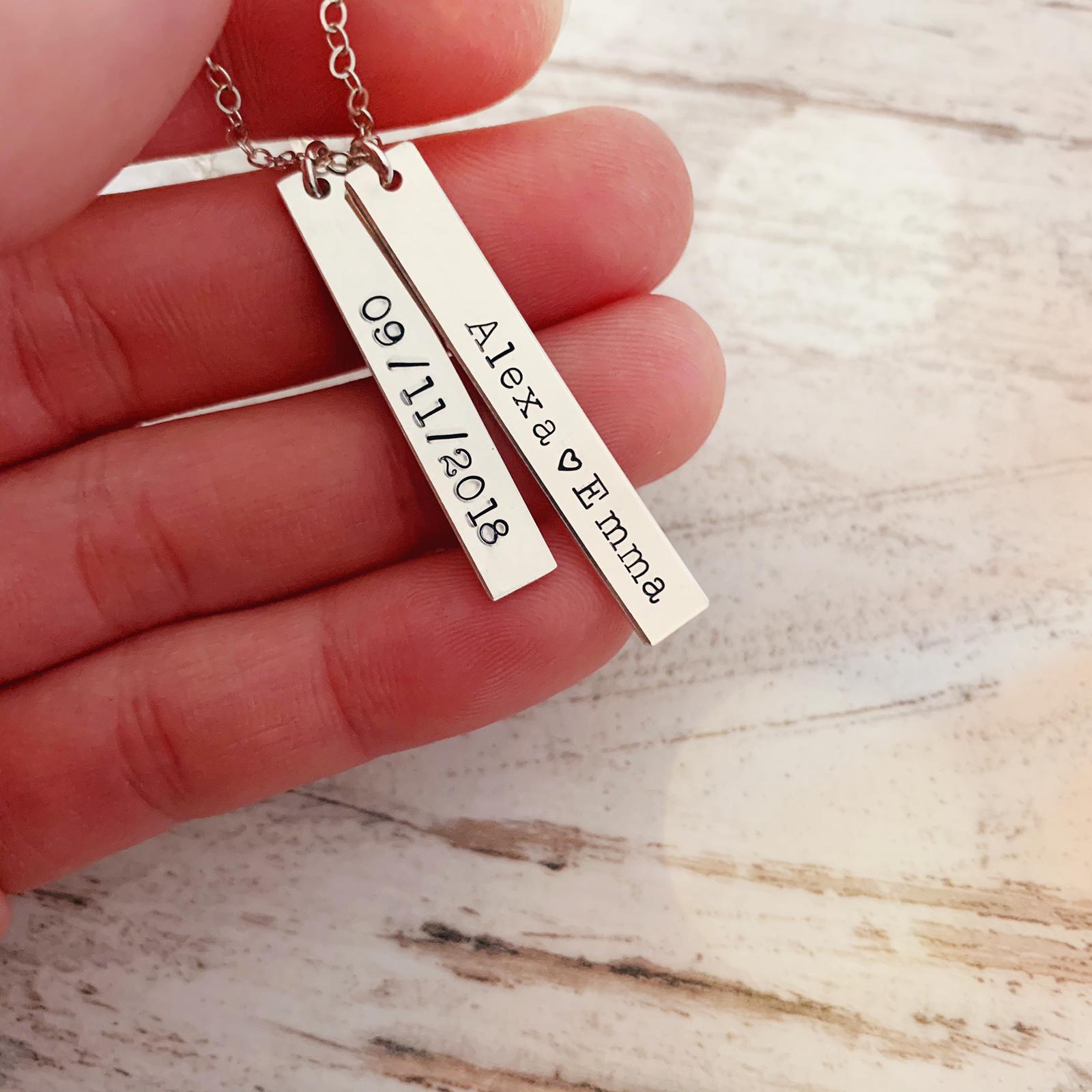 Stamped deals bar necklace