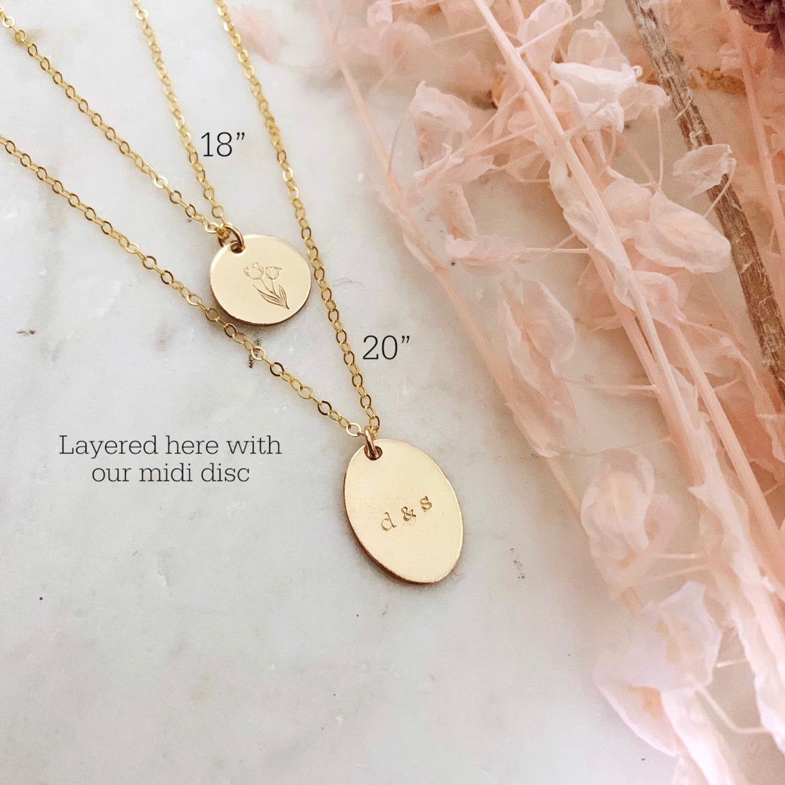 Double Initials Necklace - Oval Disc