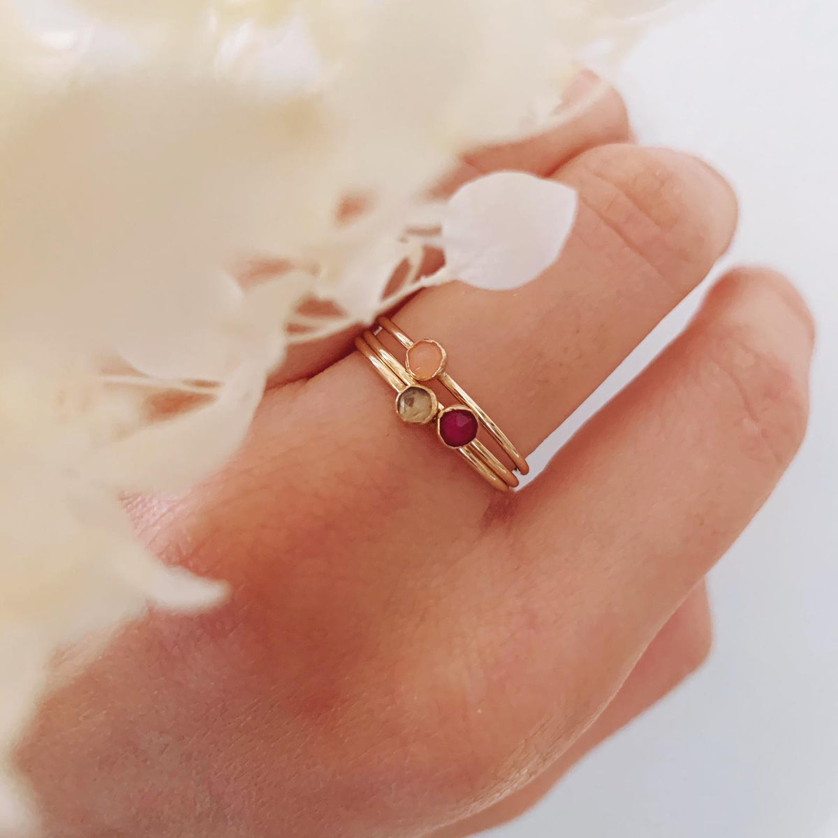 Dainty 3mm Birthstone Rings - Gemstones