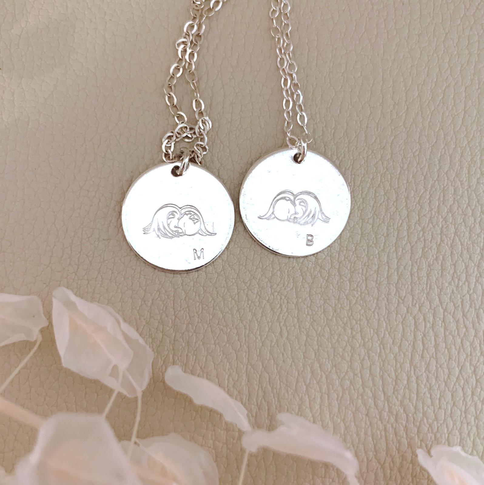 Sleeping Angel Disc Necklace - Large Disc