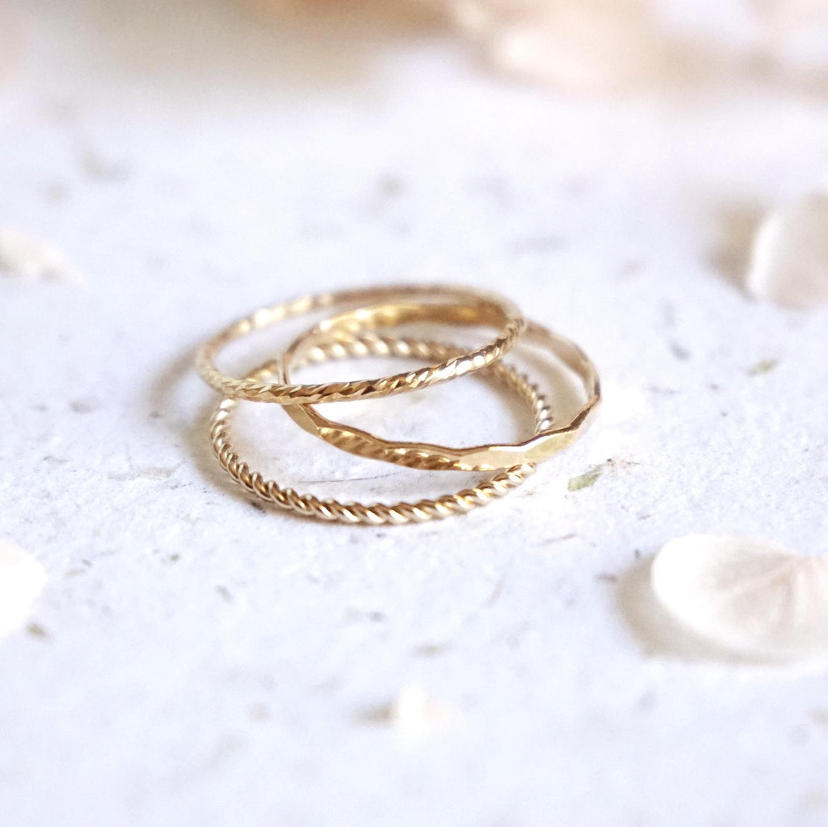 Evelyn - Sparkle, Twist &amp; Hammered Rings