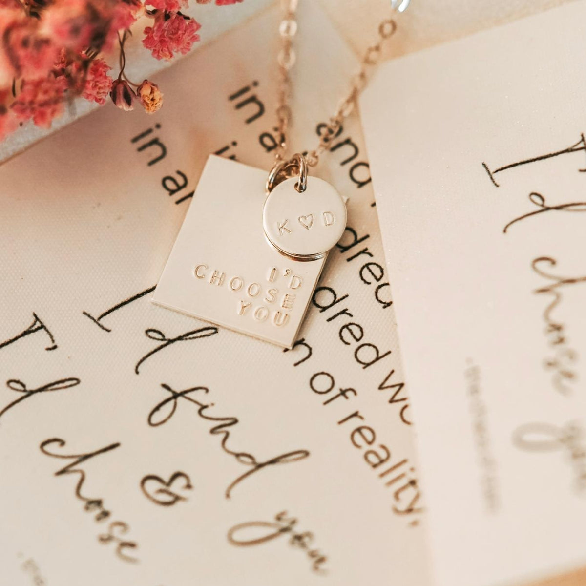 I&#39;d Choose You Necklace - Large Rectangle &amp; Mini Disc