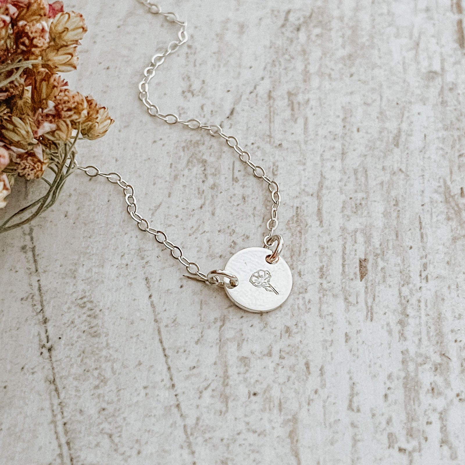 Mini Birth Flower Kids Necklace - Mini Disc