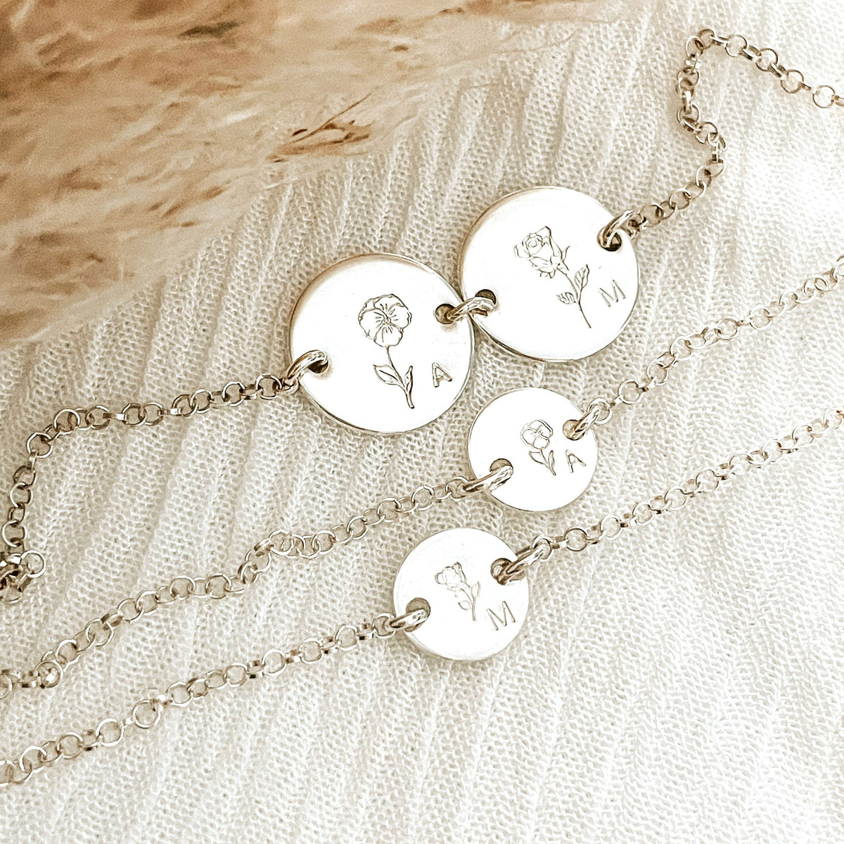 Double Birth Flower Bracelets - Matching Mama + Mini Set