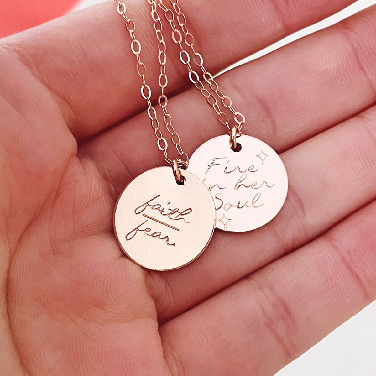 Faith over Fear Disc Necklace - Large Disc