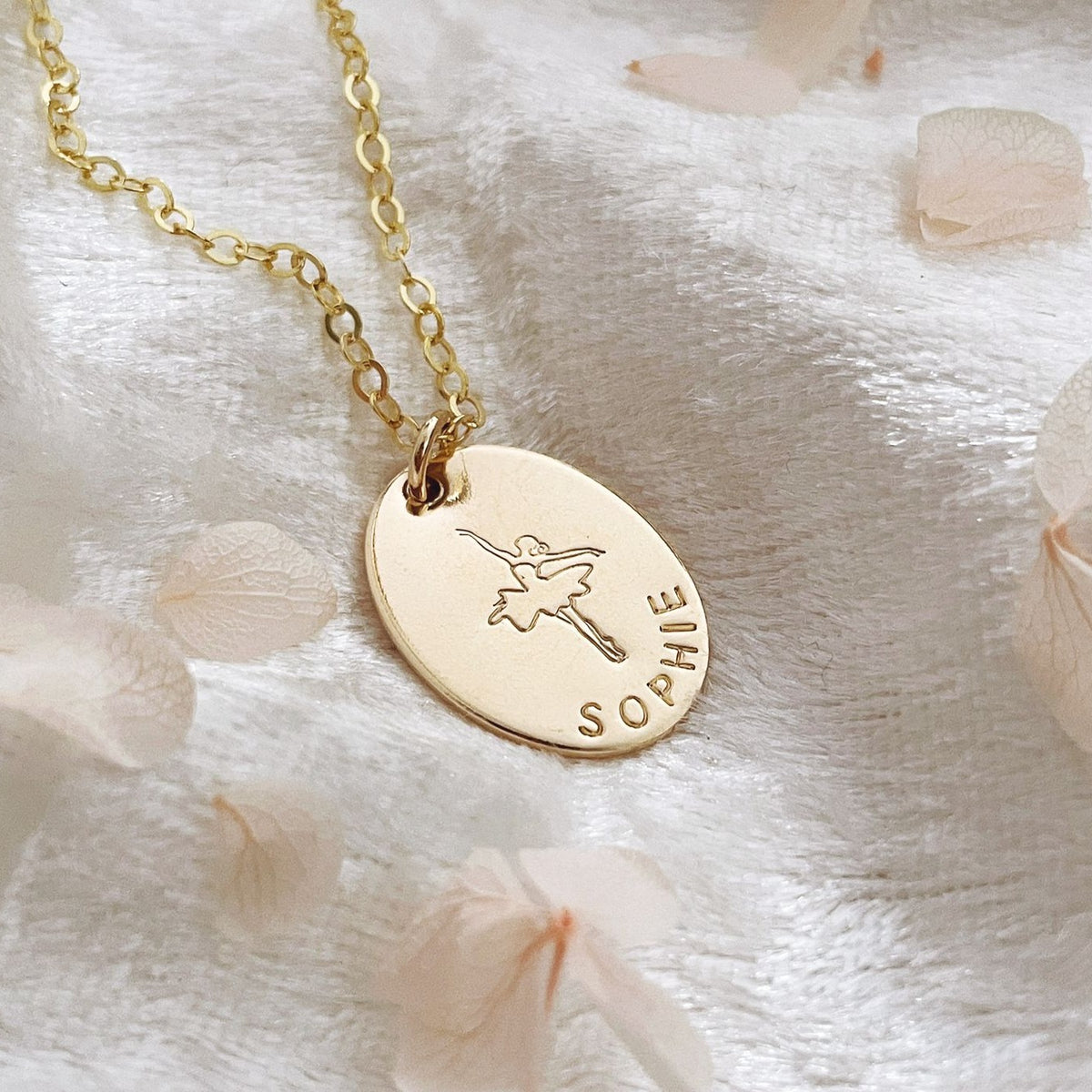 Ballerina Dancer Necklace - Oval Disc