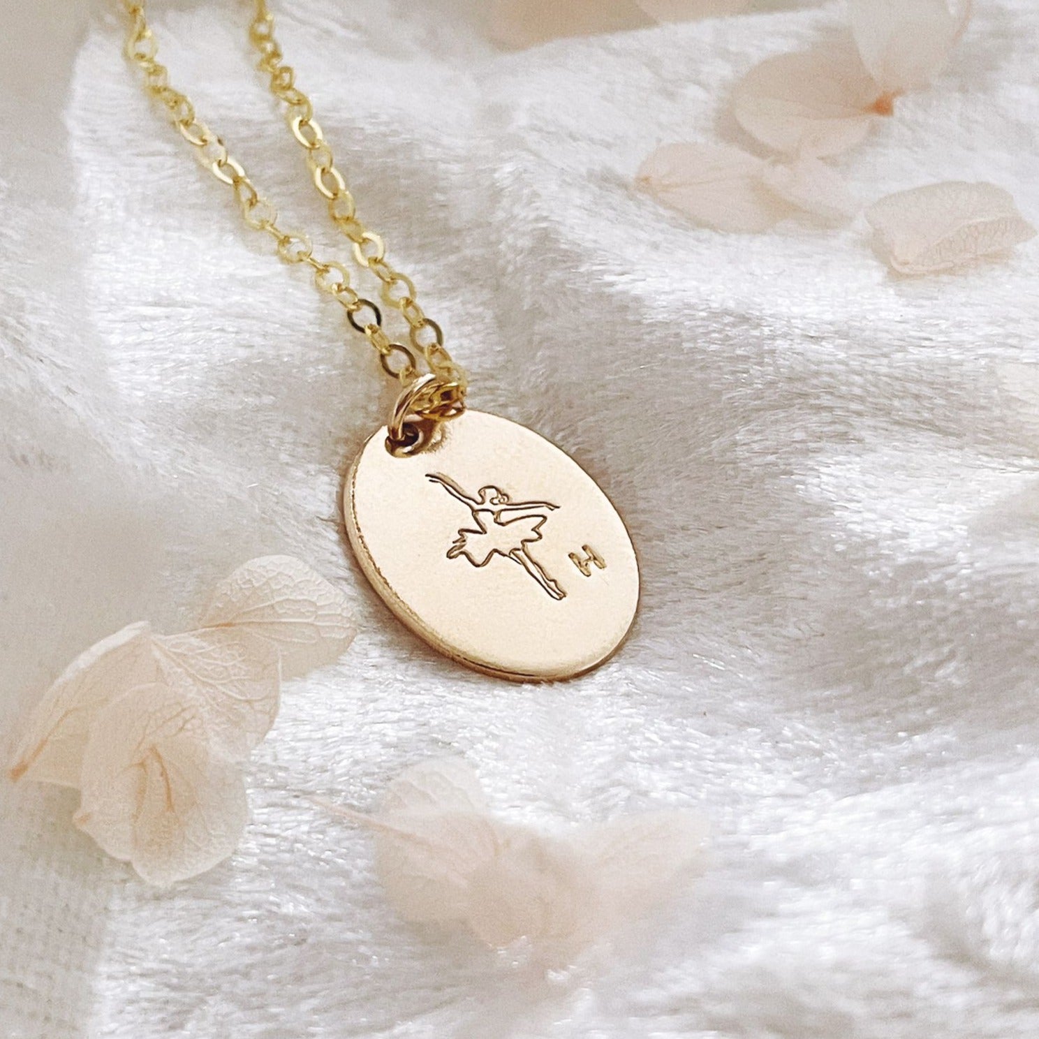 Ballerina Dancer Necklace - Oval Disc