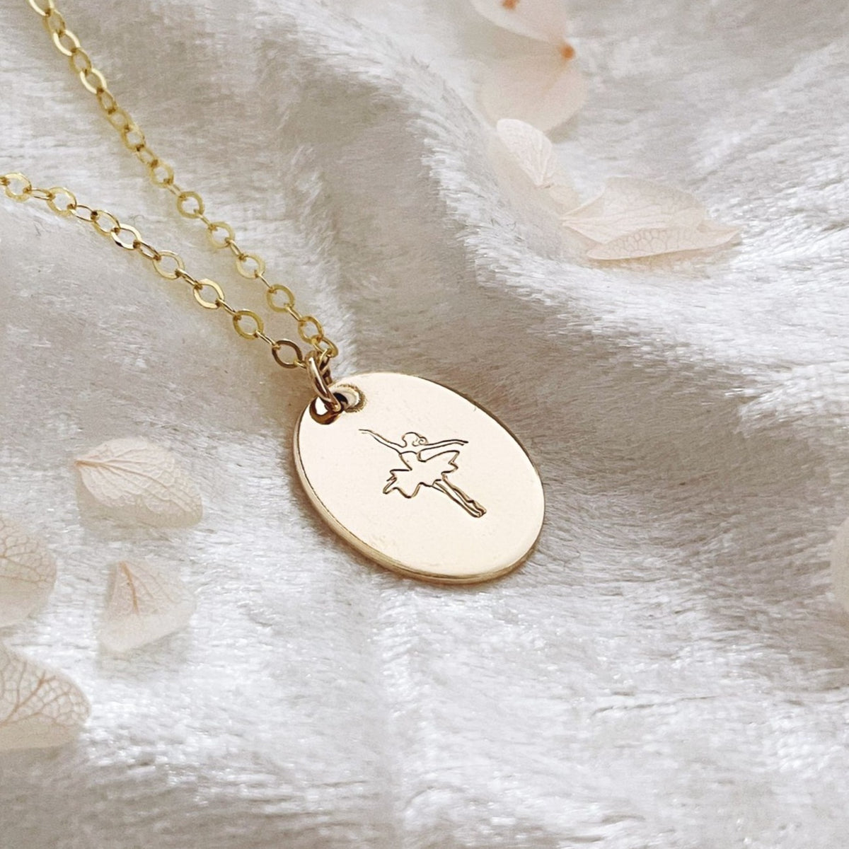 Ballerina Dancer Necklace - Oval Disc