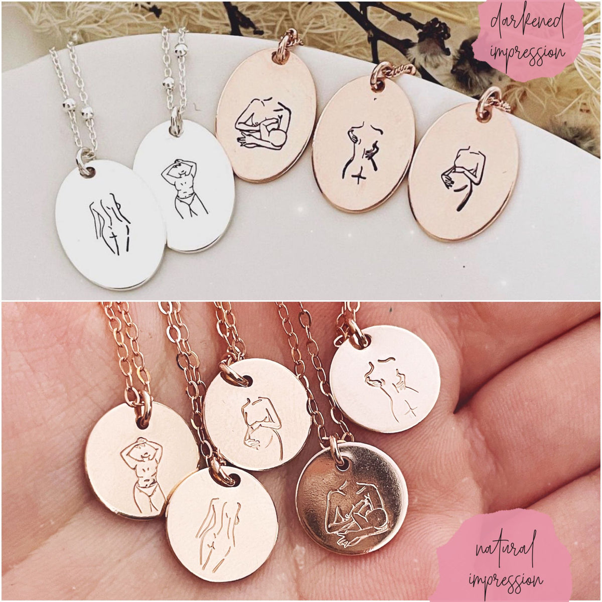Pregnant Mama Necklace - Midi Round Disc
