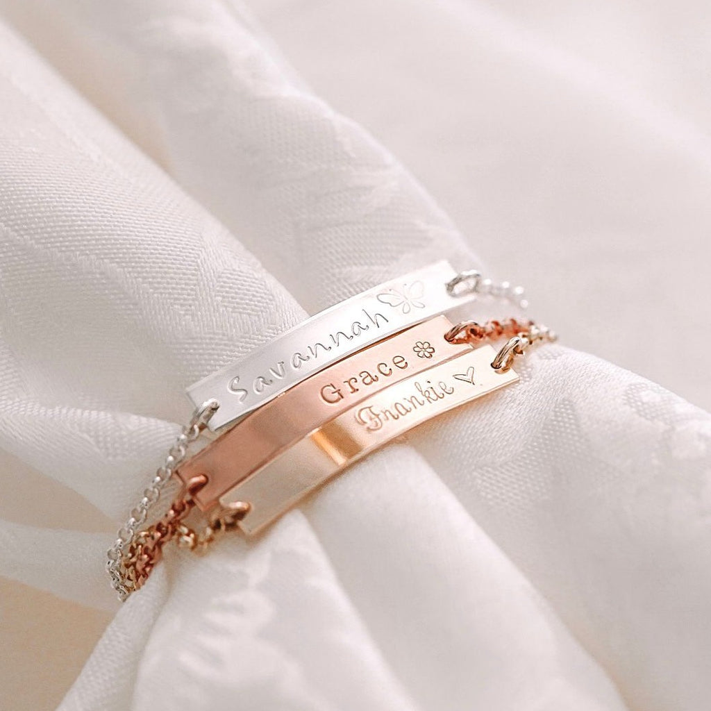 Rose gold bracelet deals with name