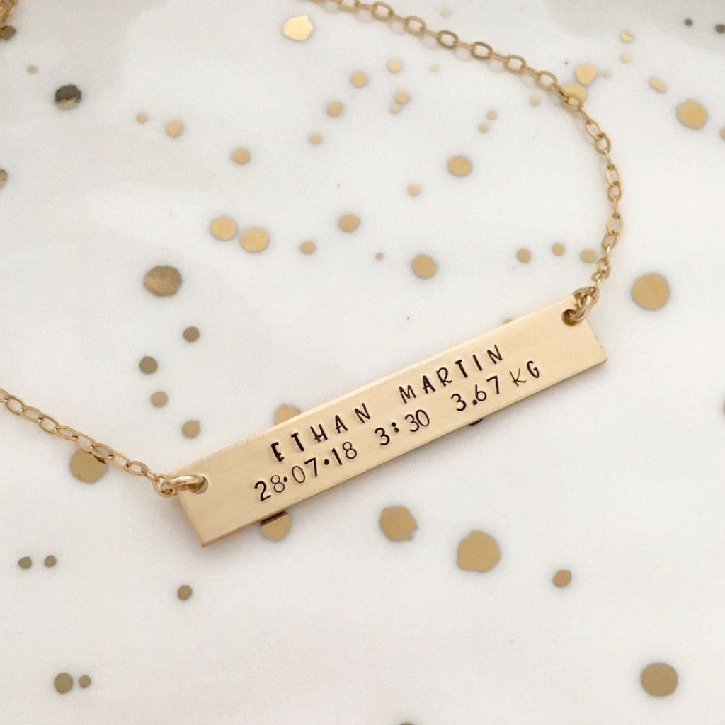 Baby birth 2025 bar necklace