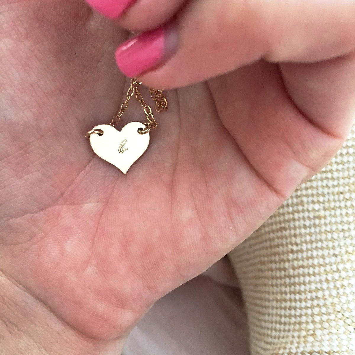 Little Love Heart Necklace - Single Initial Heart - Ekalake Handmade Jewellery