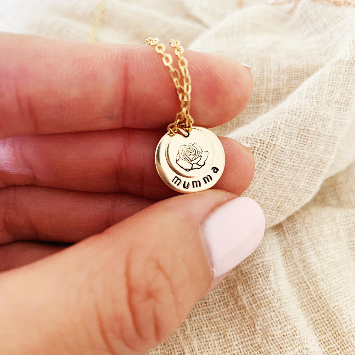 Mini Flower Double Stack Necklace - Midi &amp; Mini Discs - Ekalake Handmade Jewellery