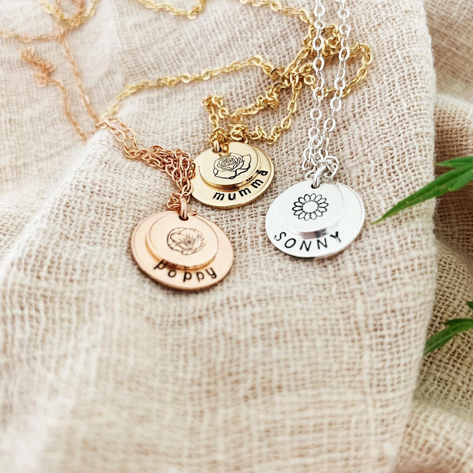 Mini Flower Double Stack Necklace - Midi & Mini Discs - Ekalake Handmade Jewellery