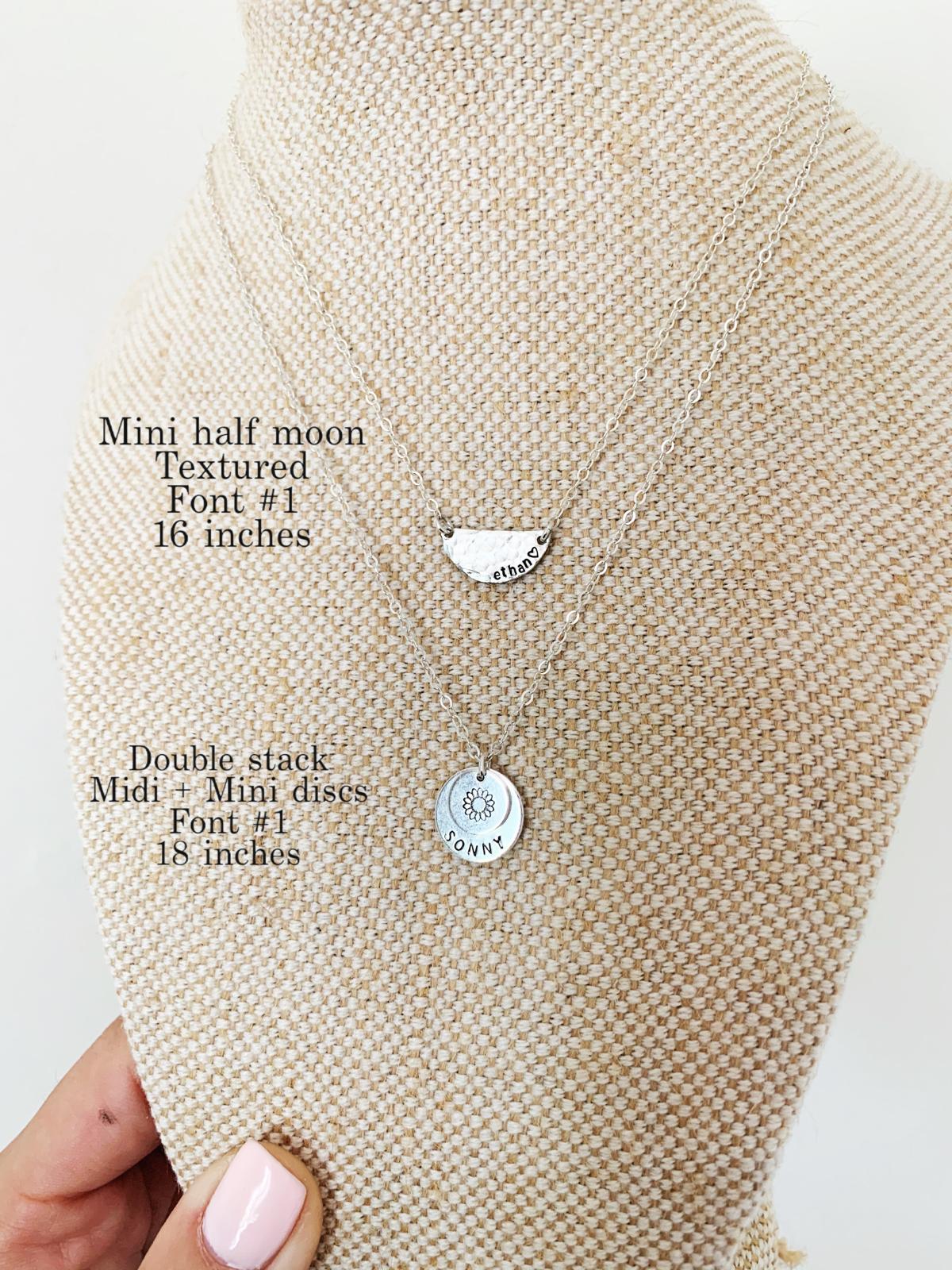 Mini Flower Double Stack Necklace - Midi &amp; Mini Discs - Ekalake Handmade Jewellery