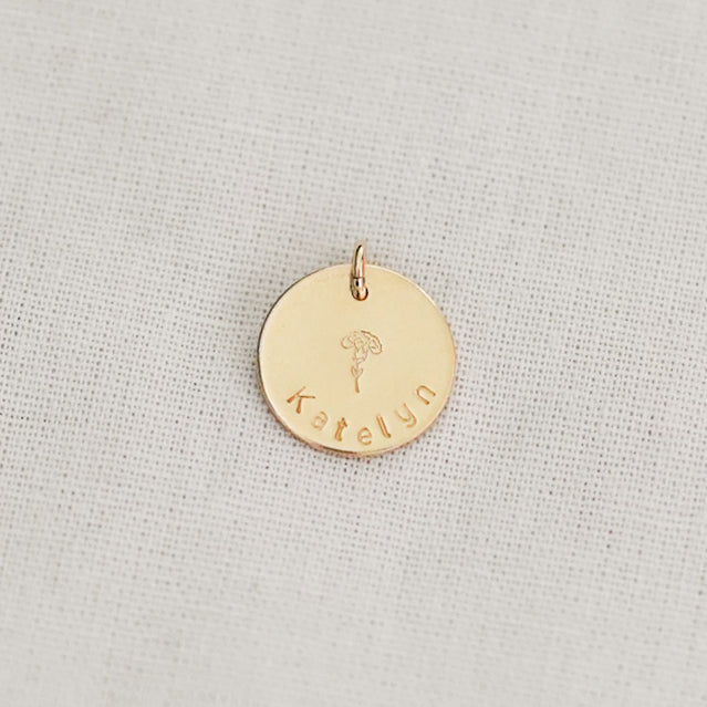 Add a Midi Disc - Mini Birth Flower &amp; Name