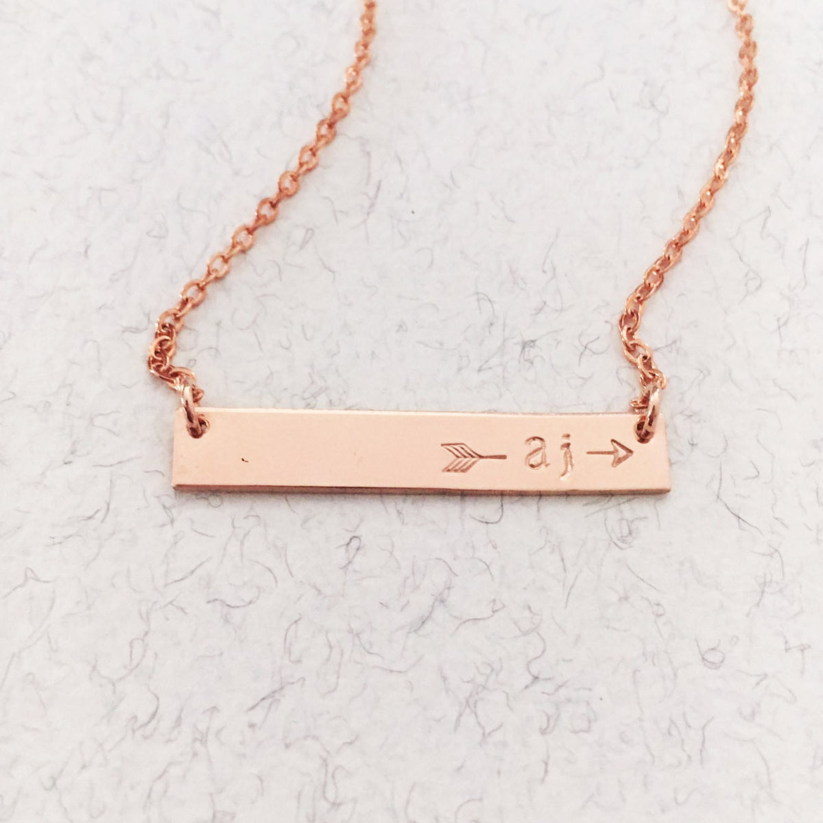 Split Arrow Initials Bar Necklace - Petite Bar - Ekalake Handmade Jewellery
