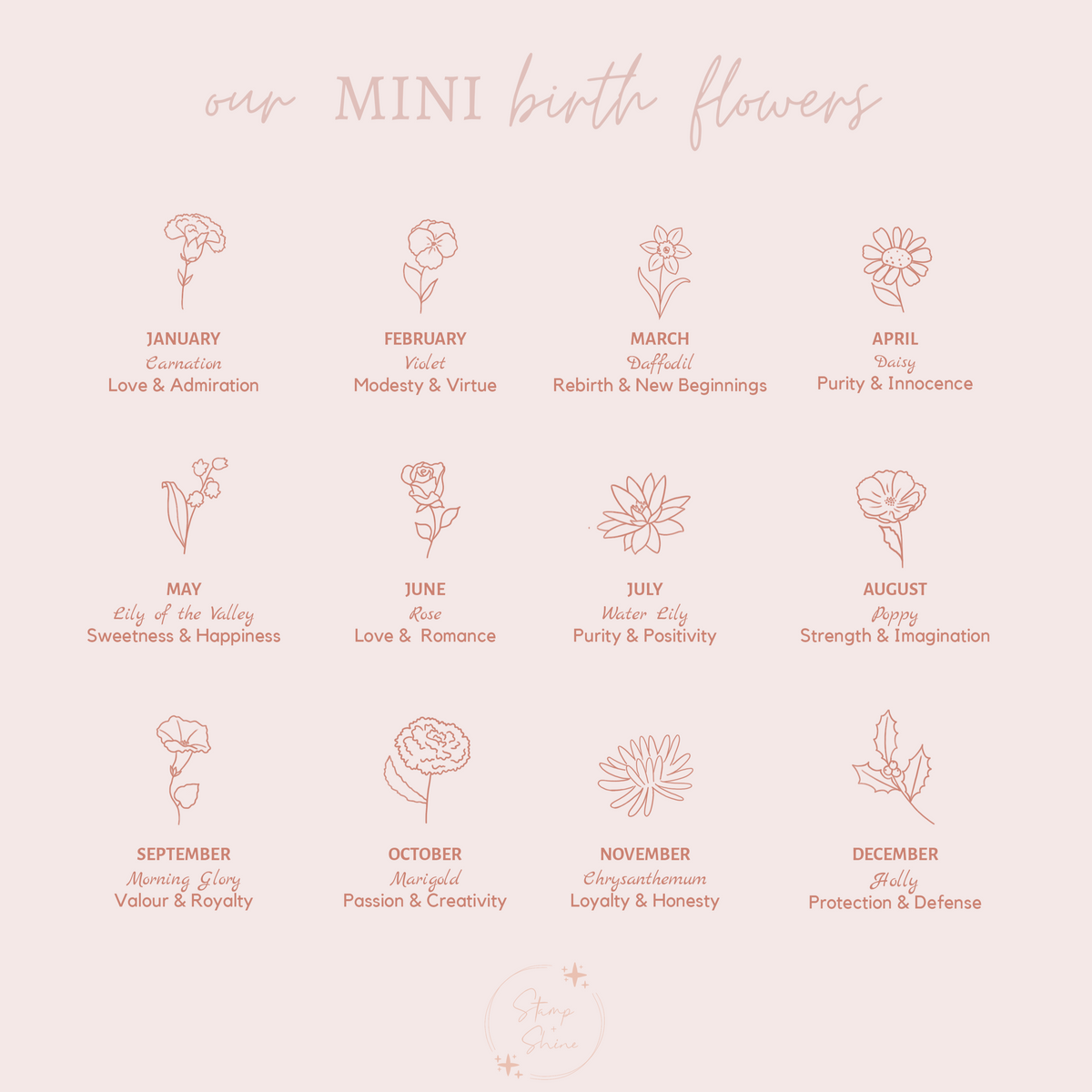 Family Birth Flowers Bar Necklace - Petite Bar