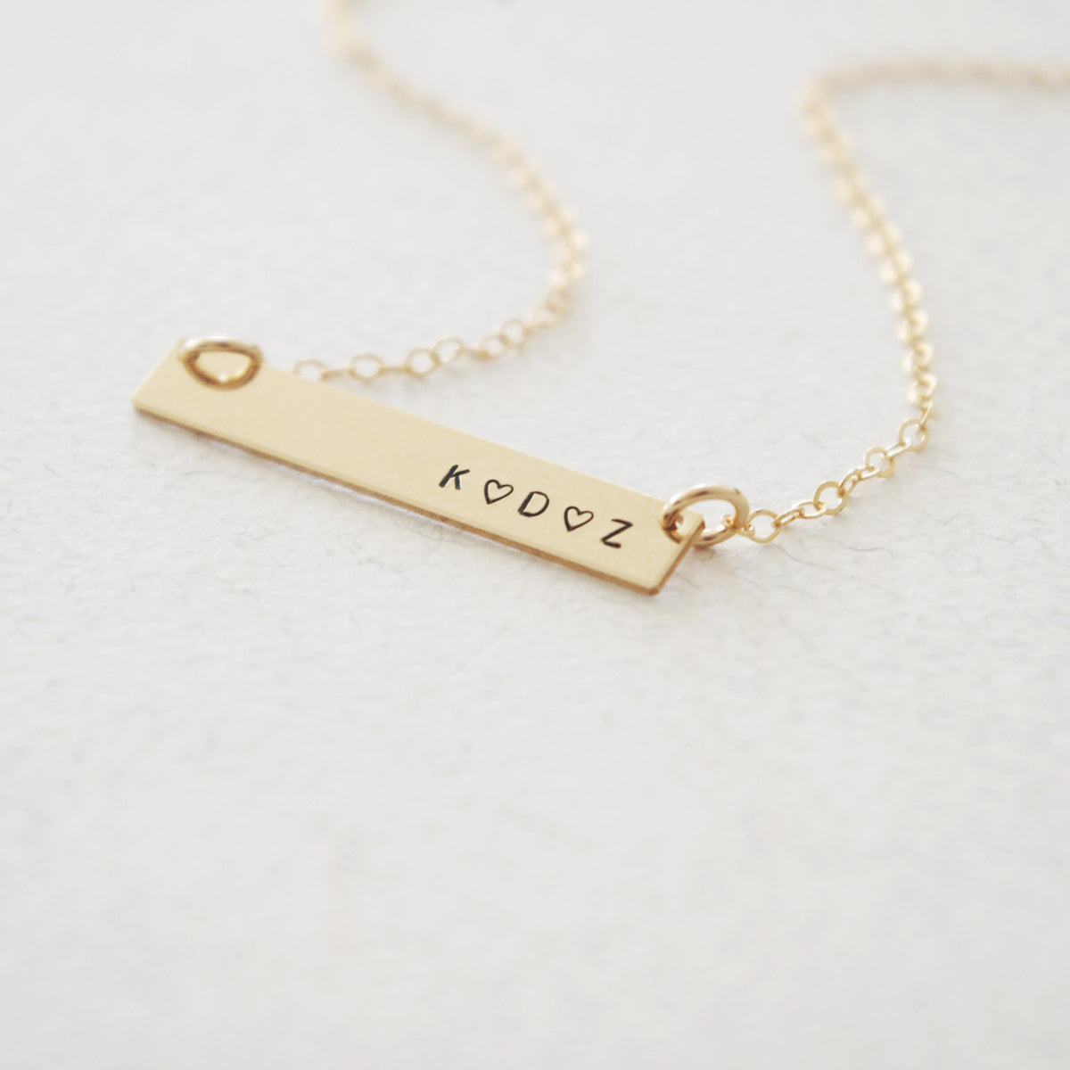 Family Initials Bar Necklace - Petite Bar - Ekalake Handmade Jewellery