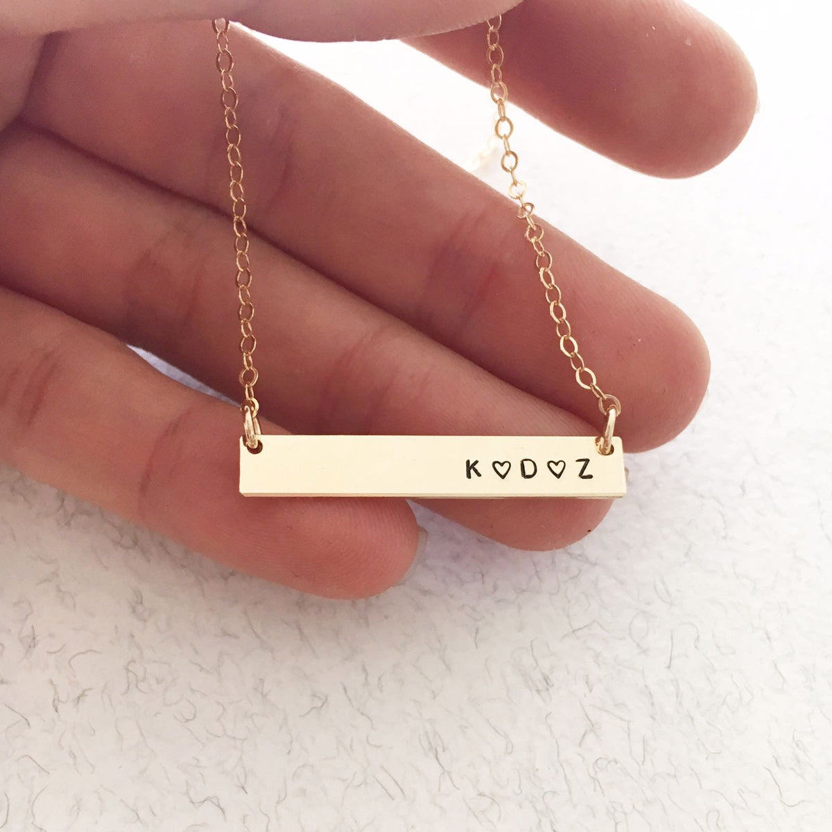 Family Initials Bar Necklace - Petite Bar - Ekalake Handmade Jewellery
