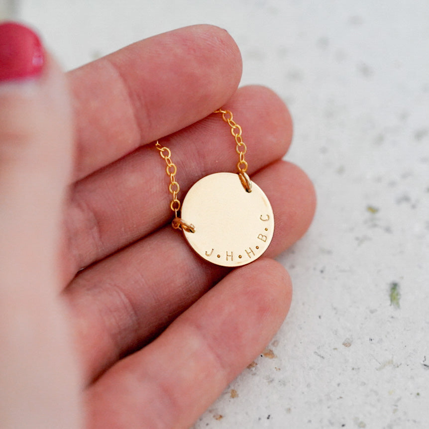 Family Initials Disc Necklace - Large Disc