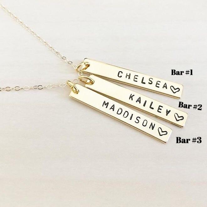 Vertical Hanging Bars Necklace - Petite Bar - Ekalake Handmade Jewellery