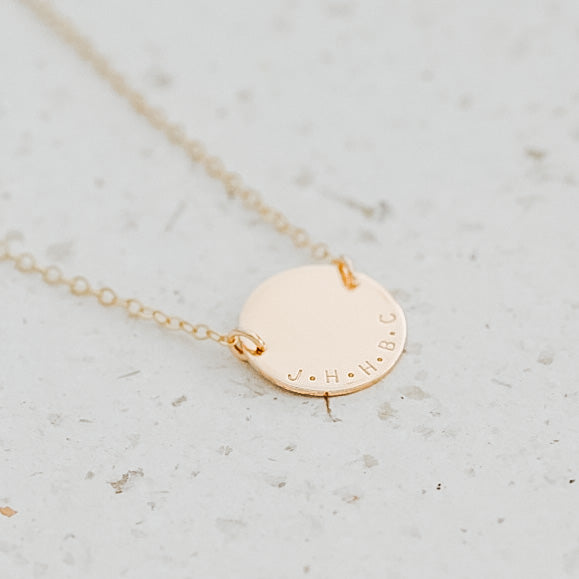 Family Initials Disc Necklace - Large Disc