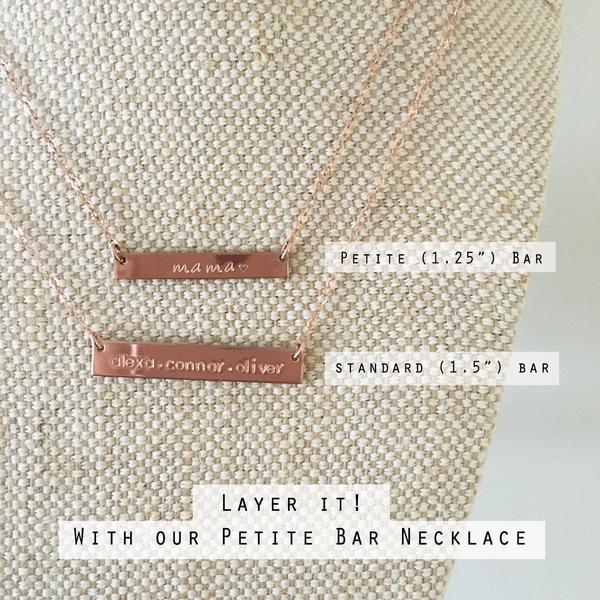 Duo Names Bar Necklace - Petite Bar - Ekalake Handmade Jewellery