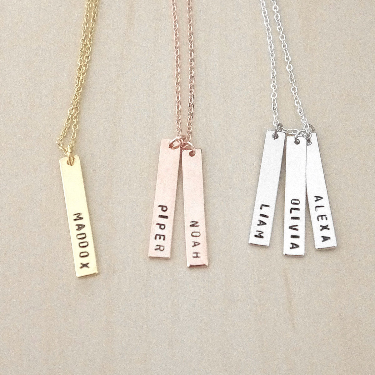 Vertical Hanging Bars Necklace - Petite Bar - Ekalake Handmade Jewellery