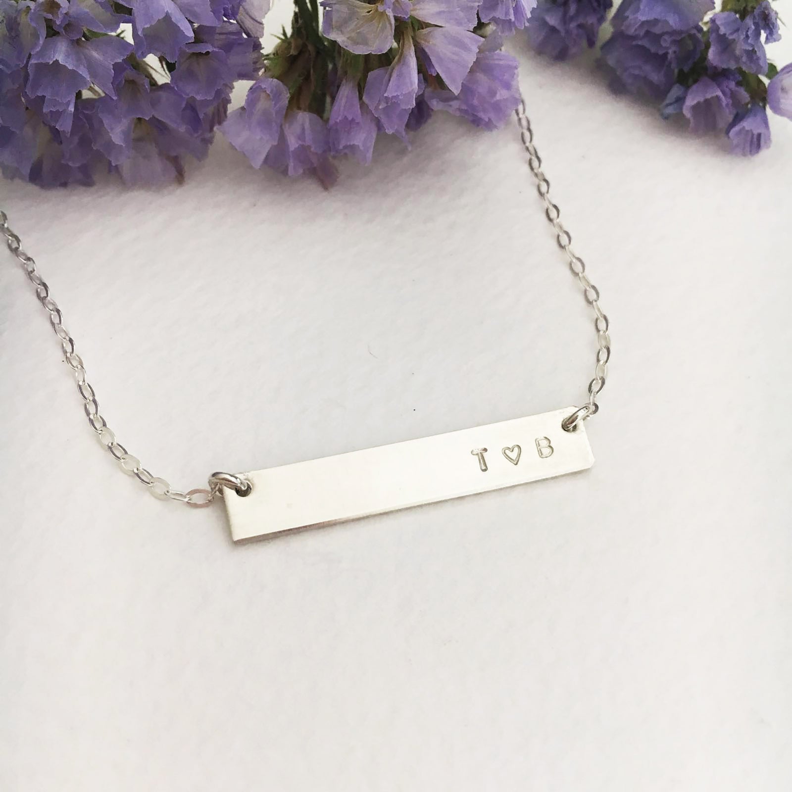 Double Initials Bar Necklace - Petite Bar