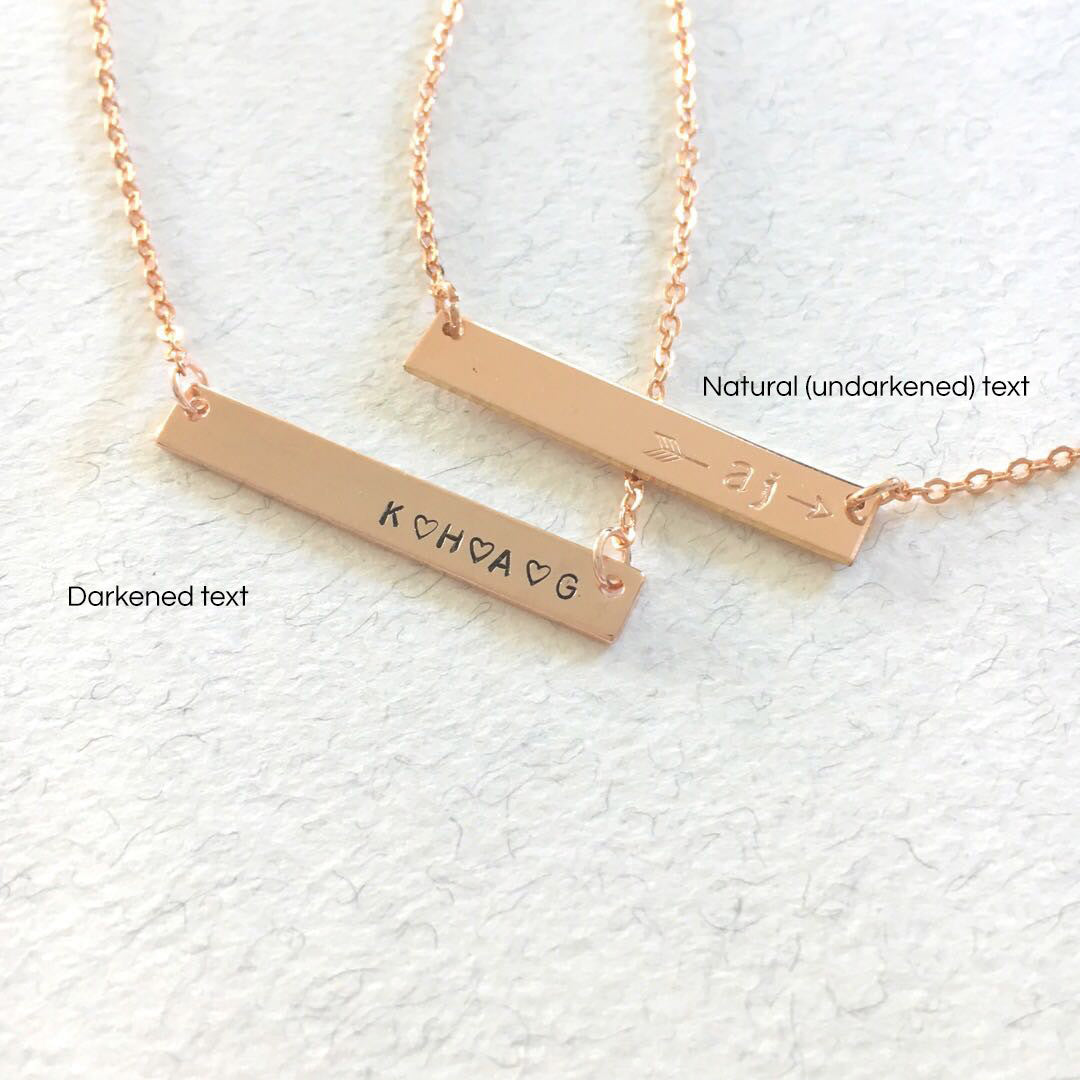 Family Initials Bar Necklace - Petite Bar - Ekalake Handmade Jewellery
