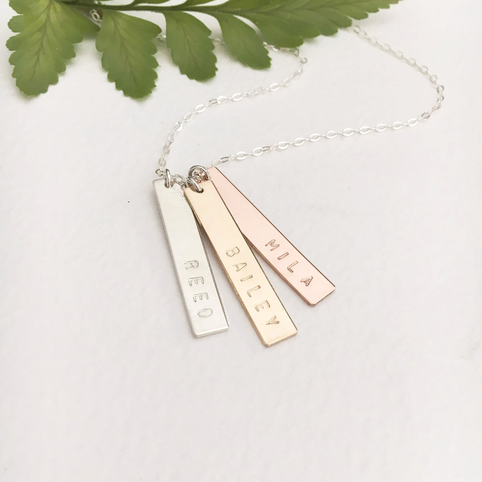 Personalised Hand Stamped Bar Necklaces Made in Melbourne
