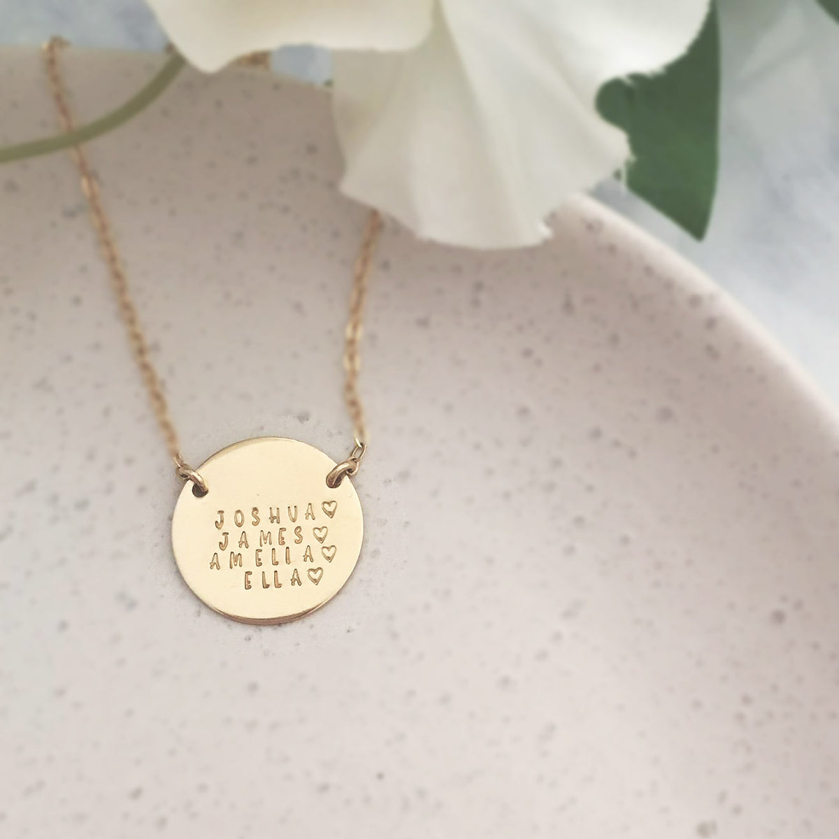 Family Names Disc Necklace - X Large Disc - Ekalake Handmade Jewellery